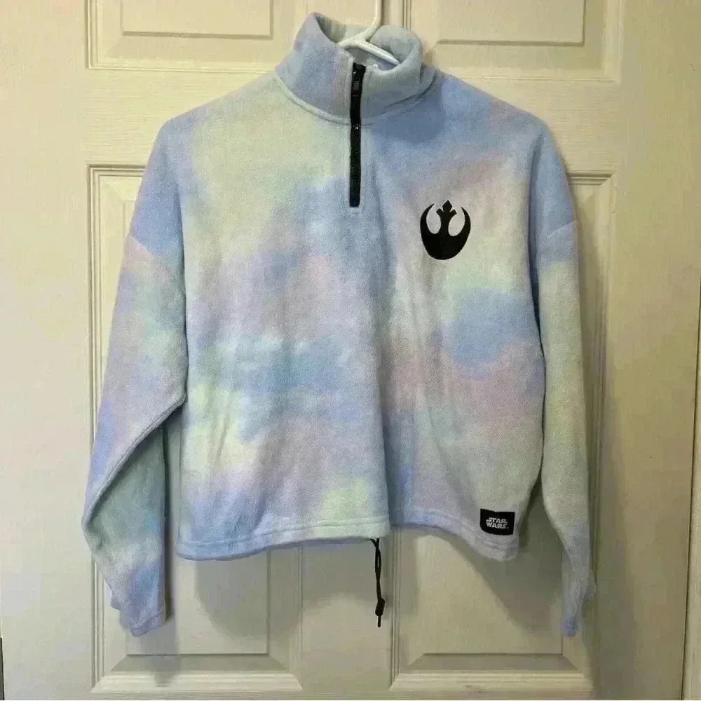 Star Wars Rebel Alliance Crop Top Tie Dye Women's Cropped Sweater Sz S